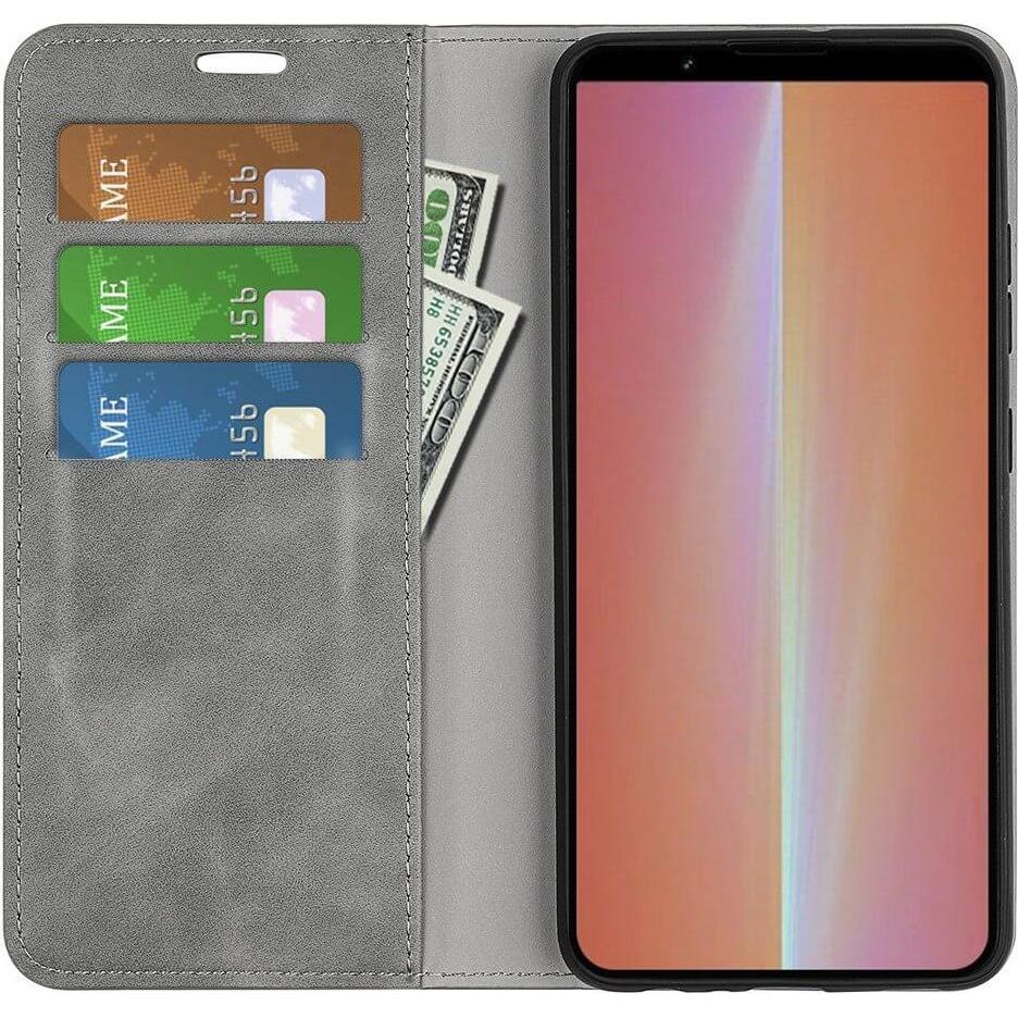 Thumbnail - Cover-Discount Sony Xperia 5 V - Stand Flip Case Hülle grau (Sony Xperia 5 V), Smartphone Hülle, Grau