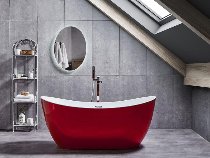 Actual product image Beliani Bathtub freestanding red oval 160 x 76 cm ANTIGUA (220 l, 160 cm, 160 cm)