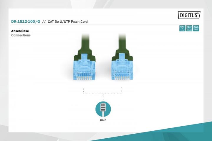 Produktbild Digitus CAT 5e U/UTP Patchk.,10m,grün (U/UTP, CAT5e, 10 m)