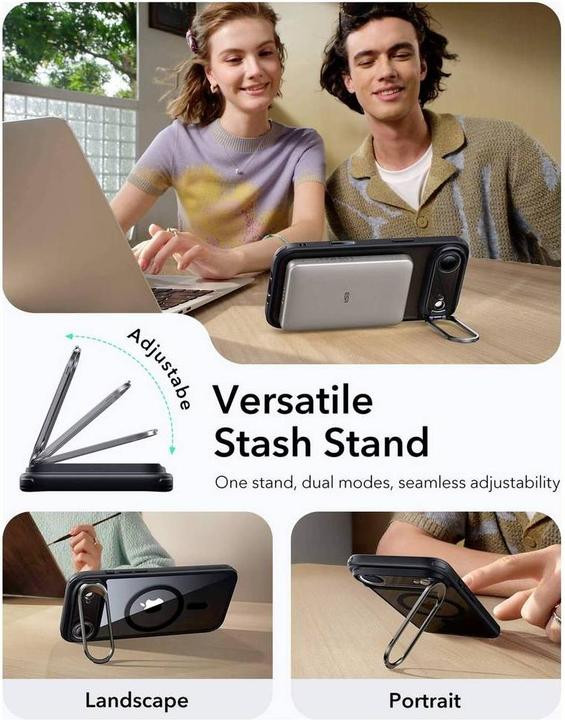 Produktbild ESR Classic Hybrid Magnetic Case (Camera Control, Stash Stand), for iPhone 17 Air, Clear Black (Apple iPhone 17, Apple iPhone Air)