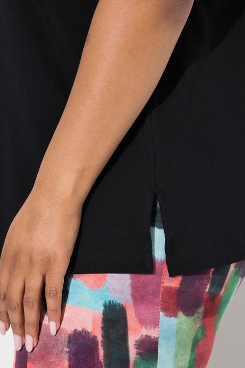 Immagine prodotto Ulla Popken T-shirt dal taglio svasato in cotone Pima con scollo a girocollo e maniche a 3/4 (46, 48)