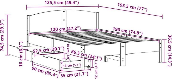 Image du produit vidaXL Bettgestell (120 x 190 cm)