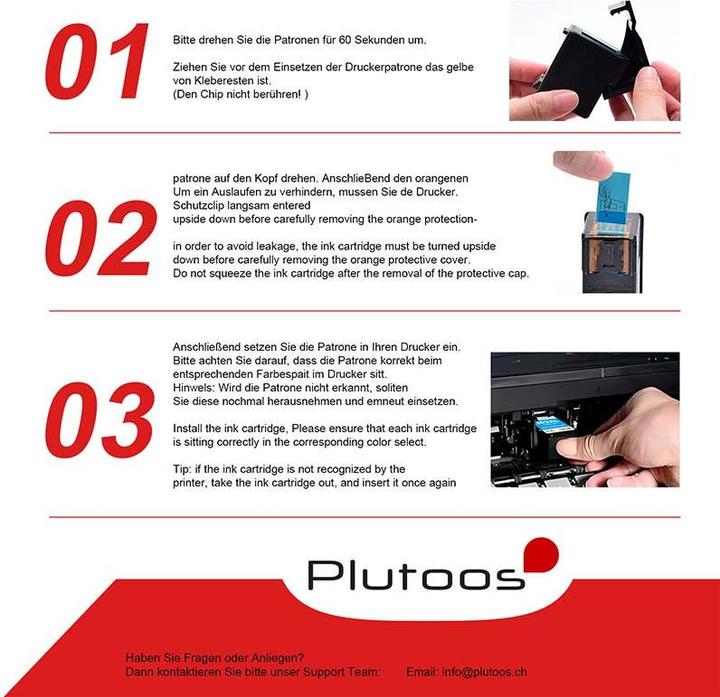 Actual product image Plutoos HP 303 XL HP 303 XL cartridges XXL compatible (FC, CL)