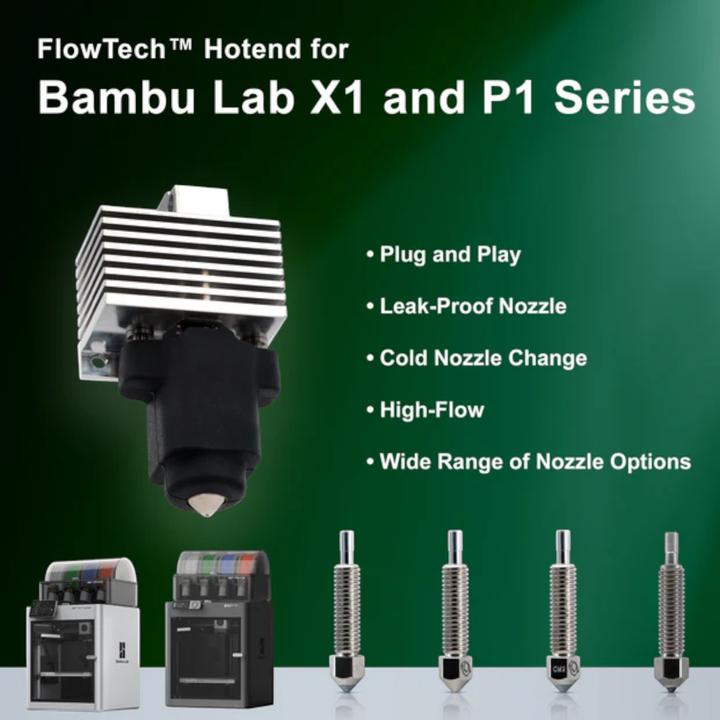 Produktbild MicroSwiss FlowTech™ Hotend for Bambu Lab P1P/P1S - CM2™ CHT - Hardened Tip - High Flow (Hotend)