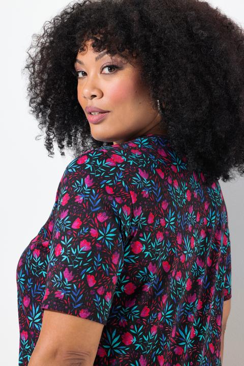 Produktbild Ulla Popken Longshirt, A-Linie, Tunika-Ausschnitt, Halbarm, Taschen (62)