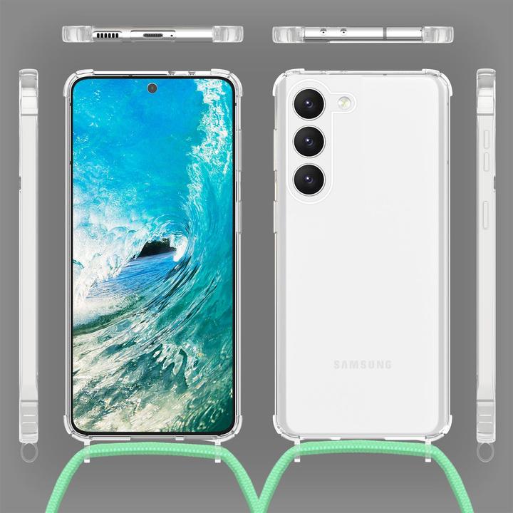 Actual product image Nalia Clear hybrid case with chain to hang around the neck