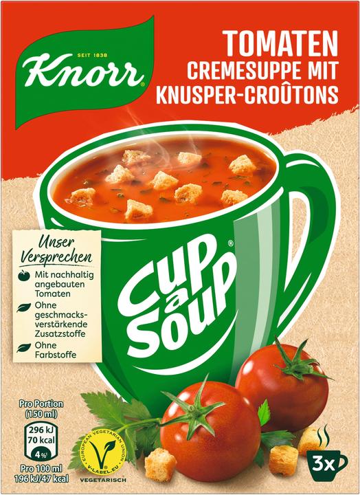 Produktbild Knorr Cup a Soup Instant Suppe Tomatencreme ergibt 3 x 150 ml (150 ml)