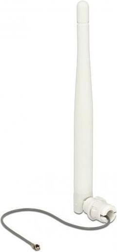 Produktbild Delock WLAN 802.11 b/g/n Antenne MHF Stecker 3 dBi omnidirektional 1.13 12 cm flexibel Clip weiss (WLAN)