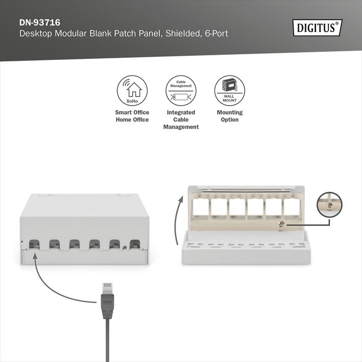 Immagine prodotto Digitus Desktop Modular Blank Patch Panel, shielded, 6-port