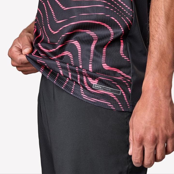 Immagine prodotto Kipsta Damen/Herren Fussball Trikot kurzarm - VIRALTO Topo schwarz/neonrosa (M)