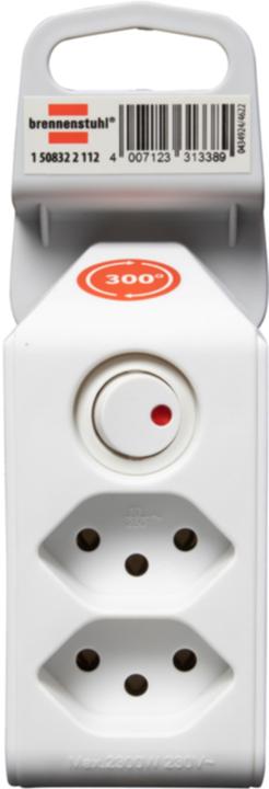 Image du produit Brennenstuhl cleverLINE fiche de dérivation double blanc avec interrupteur, orientable jusqu'à 300° (avec (Type 13, 2x)