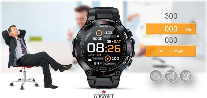 Actual product image Giewont Smartwatch GW460-1 Black (46 mm)