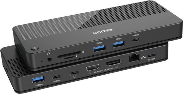 Actual product image Unitek STACJA DOKUJĄCA USB 4 12W1 HDMI/DP 8K 4X USB-C 3XUSB-A SD POWERDELIVERY 100W (USB-C, 12 Ports)