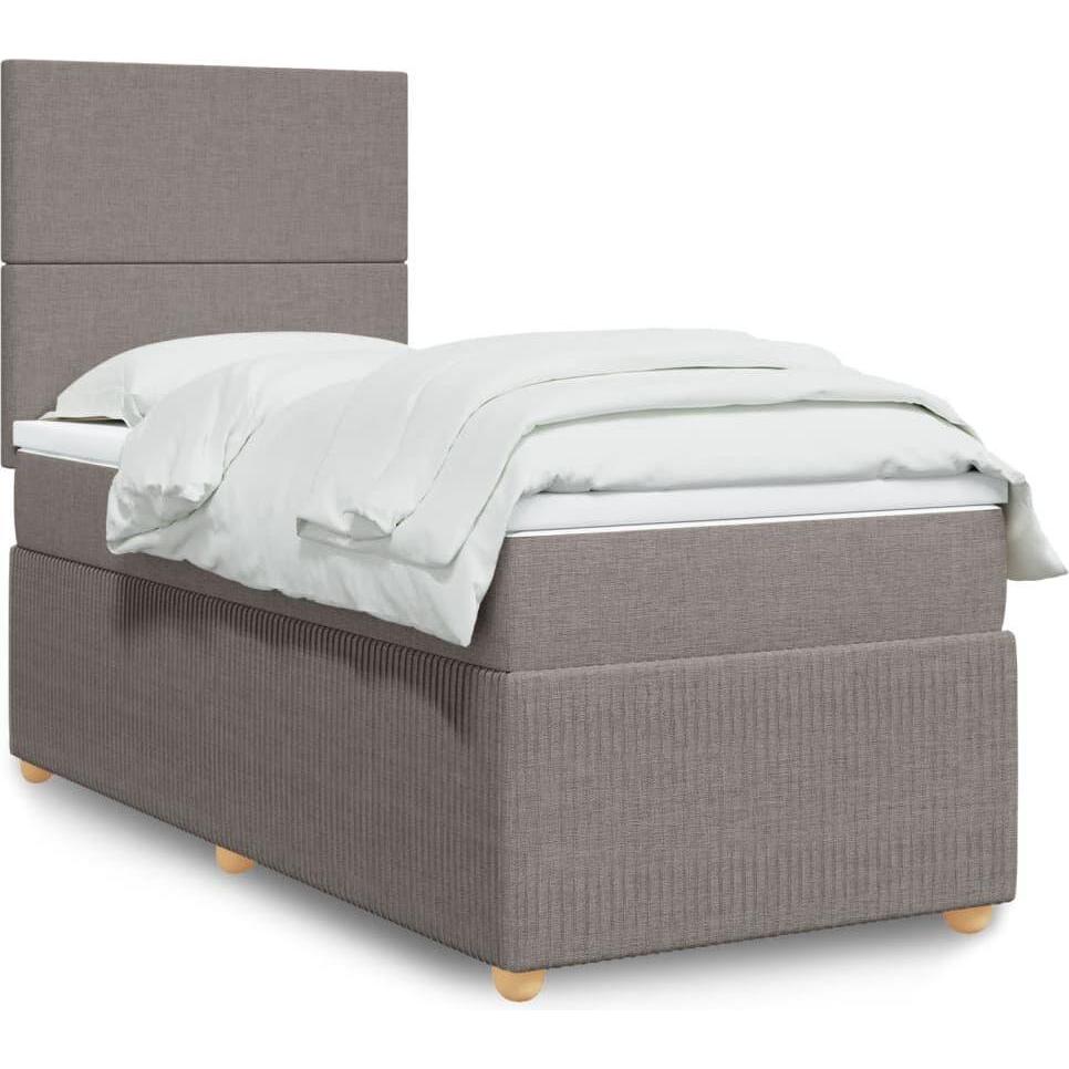 VidaXL, Bett, Boxspringbett Einzelbett Polsterbett Bett Matratze Taupe 80x200cm Stoff (80 x 200 cm)