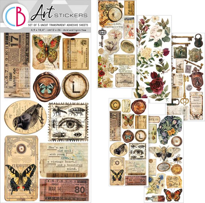 Actual product image Ciao Bella Art Stickers "Cabinet of Curiosities", 12 x 26 cm, 5 Blatt (5 Sticker)