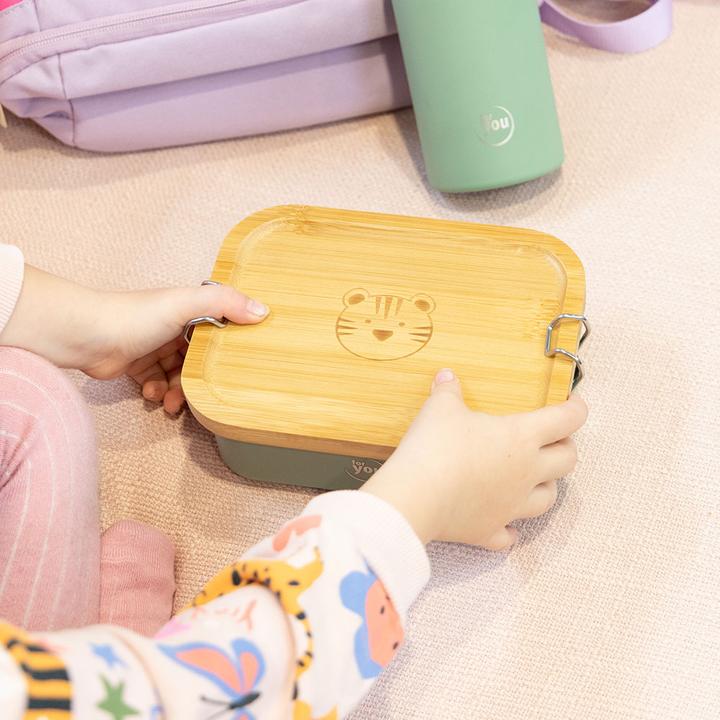 Actual product image For You Lunch box for children - Mint Tiger | Stainless steel | 850 ml