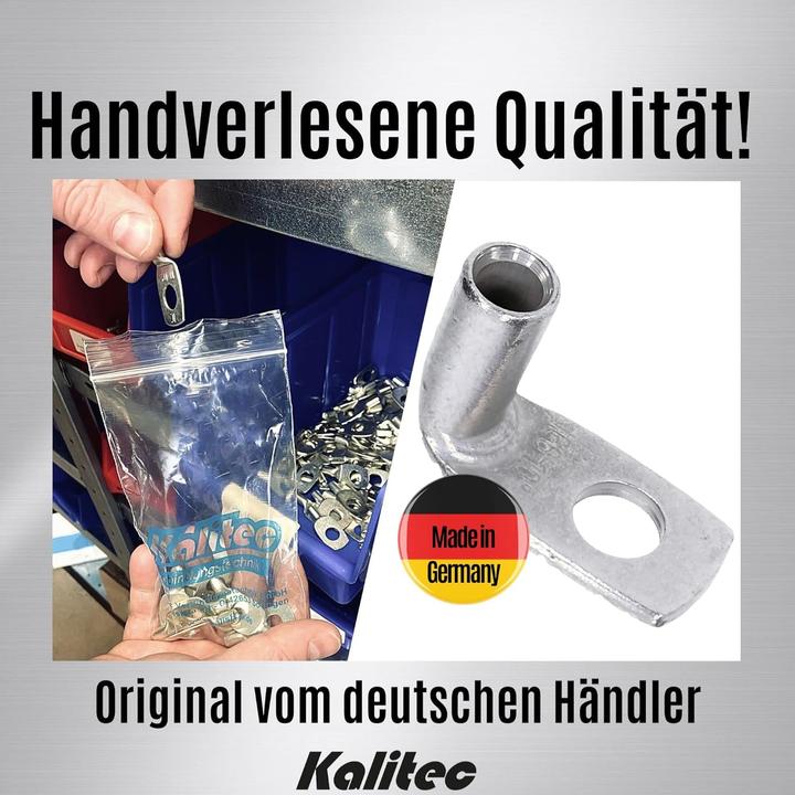 Produktbild Kalitec 10 Stück KA2-L6 Handelsübliche Rohrkabelschuhe gewinkelt 10mm² M6 I ohne Sichtloch I 90° I M