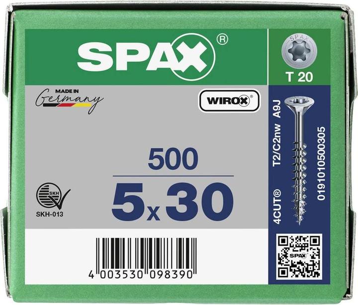 Actual product image Spax Countersunk Multi-Head T-Star Plus T20 Partially Threaded Wirox (500 Screws per piece)
