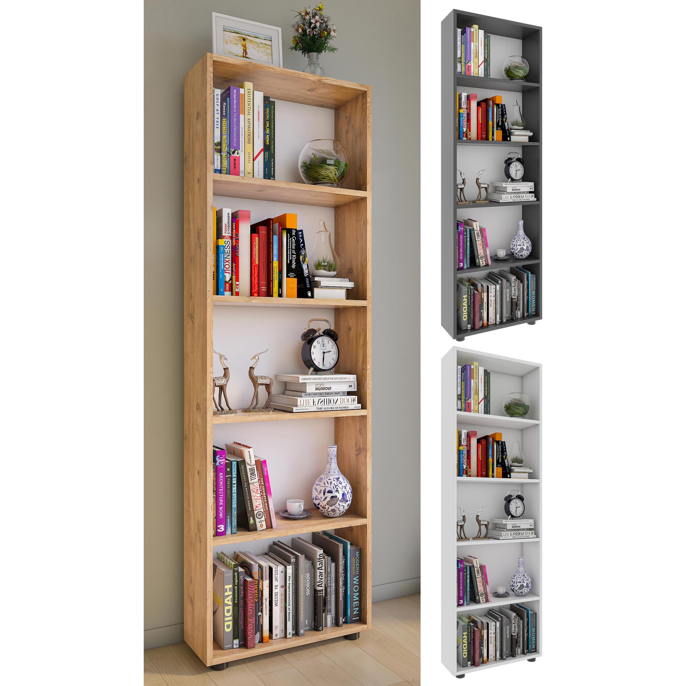 Thumbnail - VCM, Regal, Holz Aufbewahrung Stand Regal Bücherregal Deko Bücher Standregal Bulas 5 Fächer (56 x 20 x 169 cm)