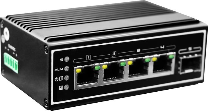 Actual product image LevelOne Switch 5x GE IGP-0502 DIN-Rail,-40°C to 75°C PoE (5 ports)