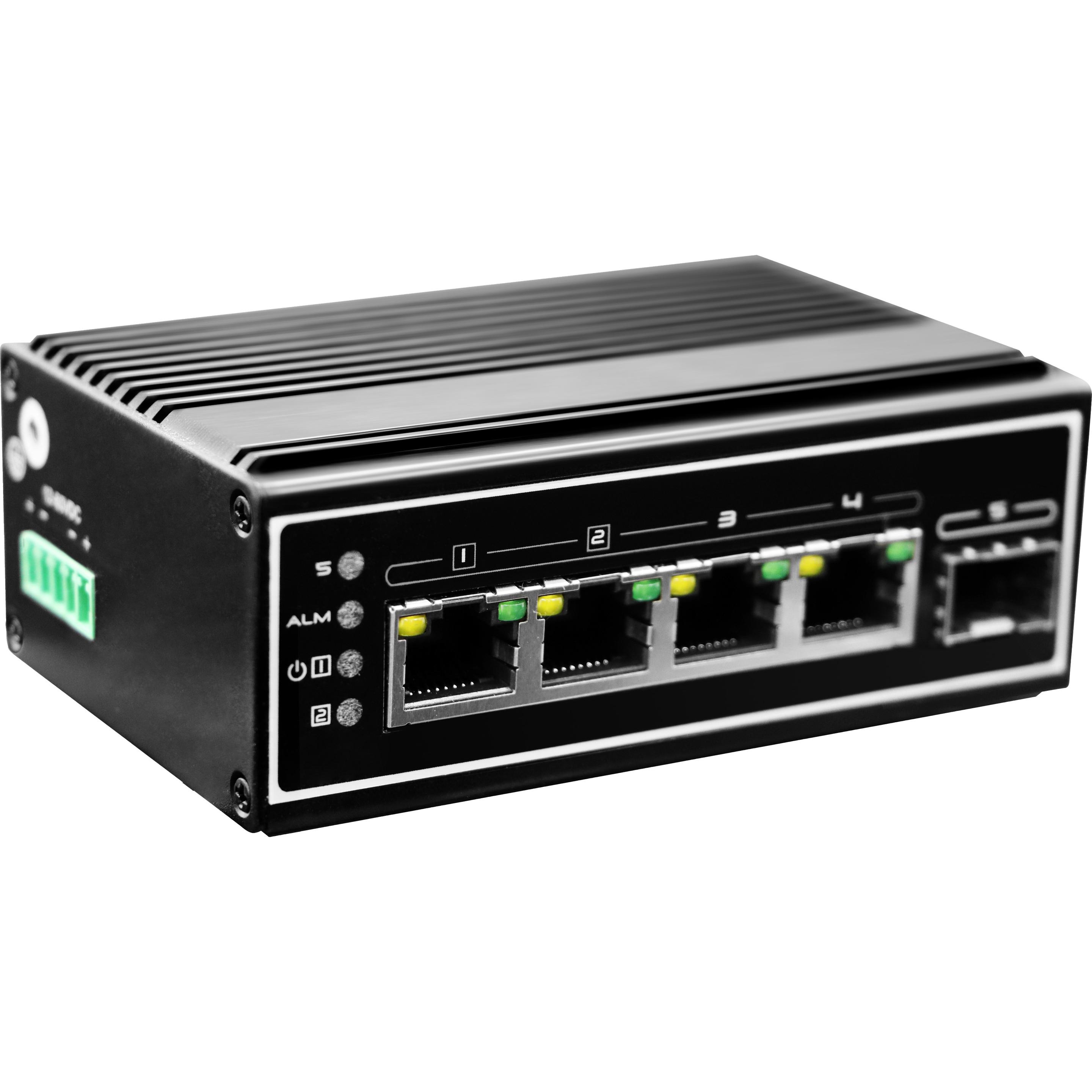 LevelOne Switch 5x GE IGP-0502 DIN-Rail,-40°C to 75°C PoE (5 Ports), Netzwerk Switch, Schwarz