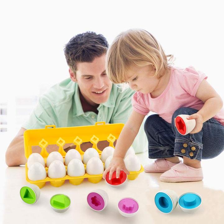 Image du produit Activity Board OEufs assortis 12PCS puzzle de reconnaissance des couleurs et des formes jouet éducatif pour les