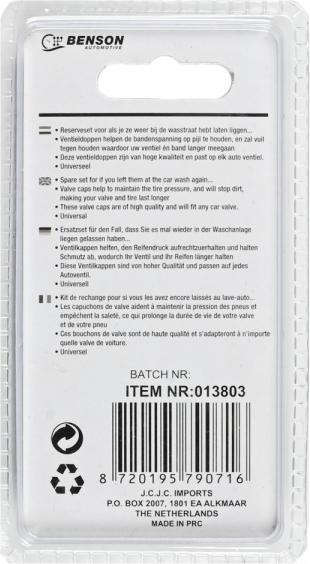 Actual product image Benson Valve caps
