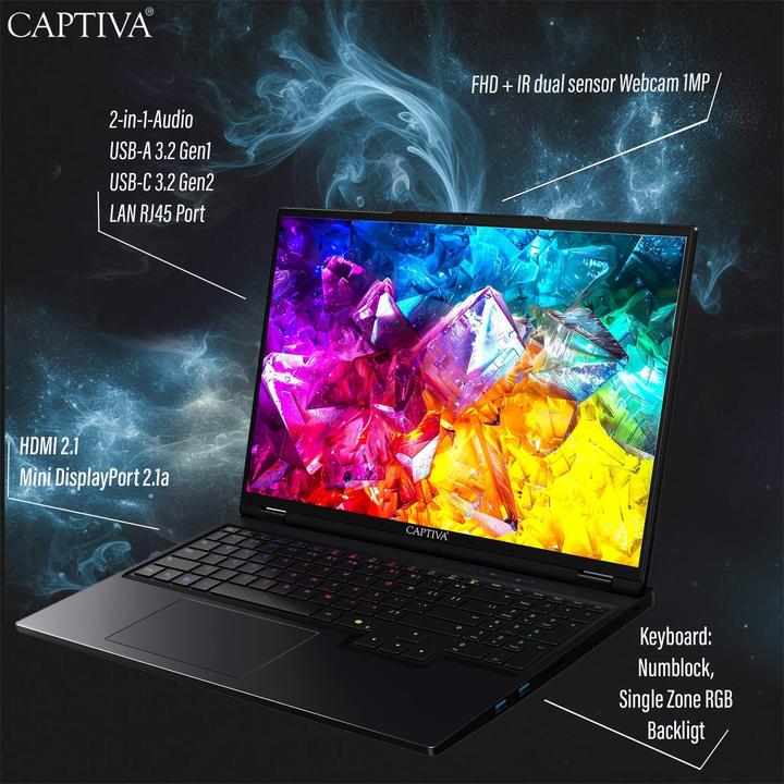 Image du produit Captiva Ultimate Gaming I97-843CH Ultra 9 GeForce RTX 5090 (16", 500 Go, 32 Go, Allemagne, Intel Core Ultra 9 275HX)