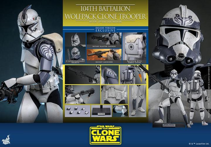 Actual product image Hot Toys Star Wars The Clone Wars Actionfigur 1/6 104th Battalion Wolfpack Clone Trooper Deluxe Version 30 cm