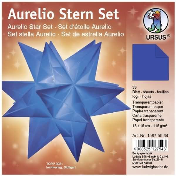 Thumbnail - Ursus, Bastelpapier, Faltblätter Aurelio Stern Transparentpapier 115g/qm 15x15cm 33 Blatt blau (115 g/m², 1 x)