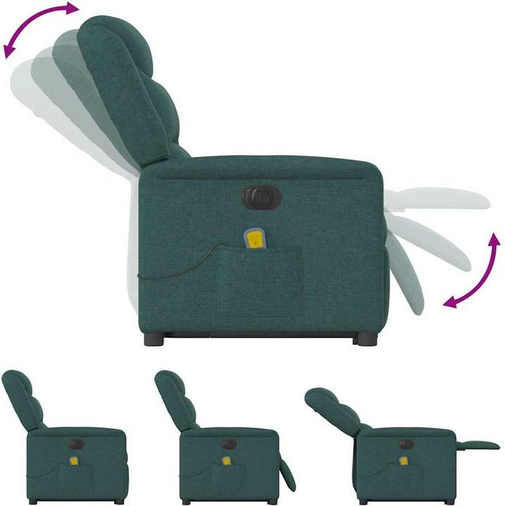 Immagine prodotto VidaXL Poltrona massaggiante elettrica con ausilio per la risalita Tessuto verde scuro