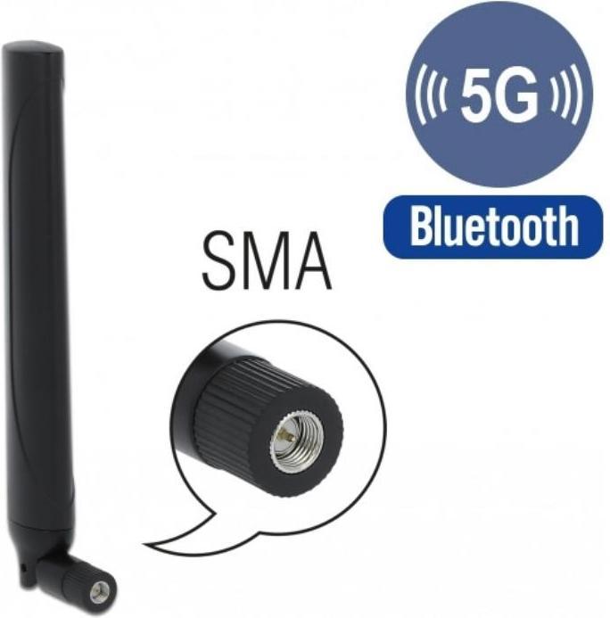 Image du produit Delock Antenne 5G/LTE SMA, 2.3dBi noir, joint basculant (Lora, 5G, 3G, GSM)