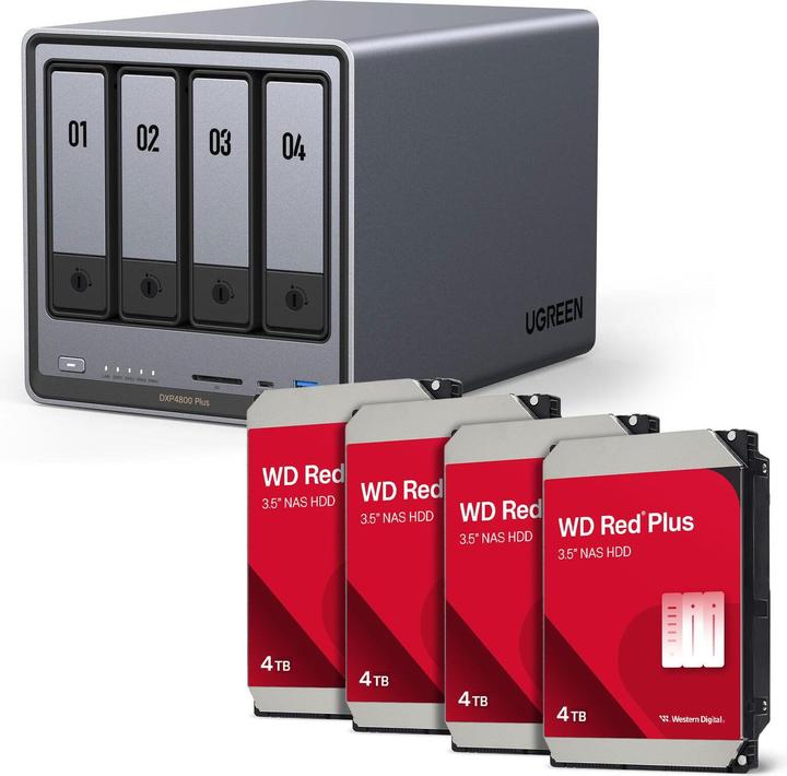 Produktbild Ugreen NASync DXP4800 Plus + Western Digital Festplatte 16 TB (4 x 4 TB) (4 x 4 TB, WD Red)