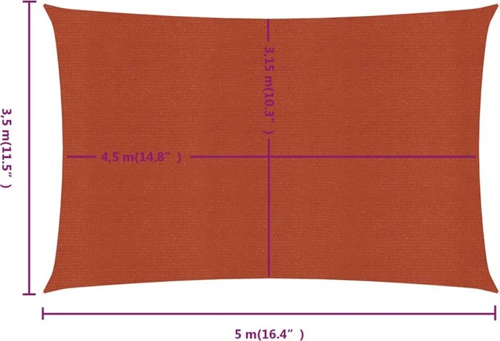 Image du produit VidaXL Sonnensegel 160 g/m² Rechteckig rot HDPE (3,5 x 5 m)