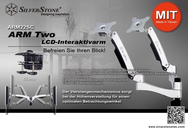 Actual product image Silverstone SST-ARM23BS-L - Dual monitor arm (Table, 32", 15 kg)