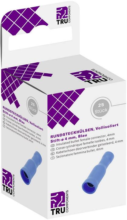 Produktbild Tru Components 8436836 Rundsteckhülse 1.50 mm² 2.50 Vollisoliert Blau 25 St.