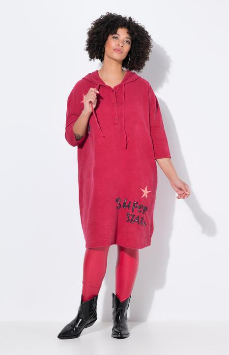 Image du produit Angel of Style Robe en mousseline à capuche, coupe oversize, étoiles (42, 44)