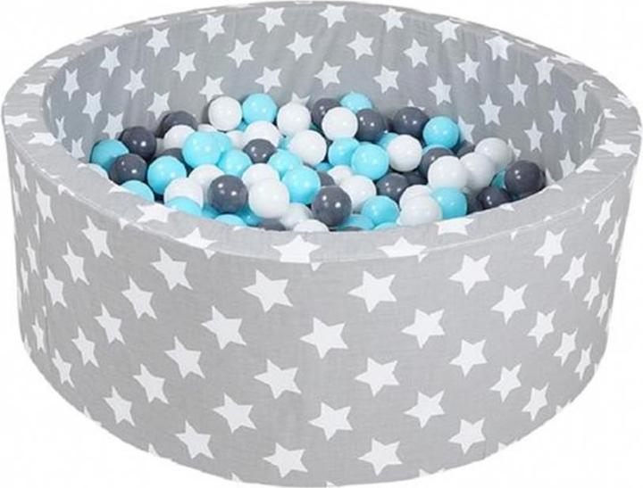 Image du produit Knorrtoys Bällebad soft - "Grey white stars" - 300 balls creme/grey/lightblue (ca. 6 Durchmesser)