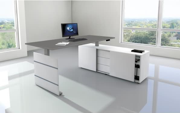 Produktbild Kerkmann Move 3 höhenverstellbarer Schreibtisch grafit, weiss rechteckig Wangen-Gestell silber 180,0 (180 x 80 x 72 cm)