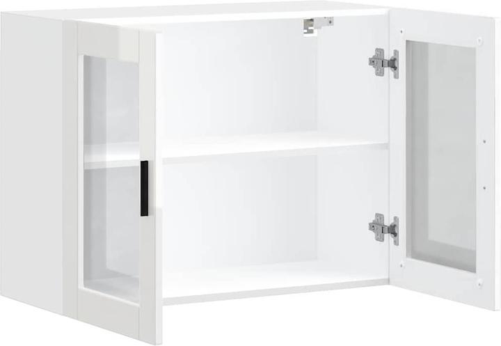 Image du produit VidaXL Armoire suspendue de cuisine avec porte en verre Porto blanc brillant Armoire murale de cuisine (80 x 31 x 60 cm)