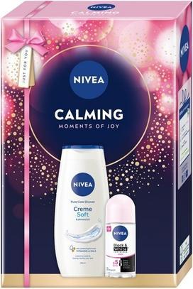 NIVEA Calming Moments Of Joy Cream Soft Shower Gel 250ml Black & White Antiperspirant Rollon 50ml (250 ml)
