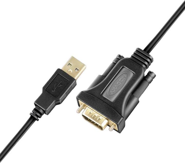 Produktbild Axagon ADS-1PQN, USB-A 2.0 - sÃ©riovÃ½ RS-232 DB9-M FTDI adaptÃ©r / kabel (1.50 m)