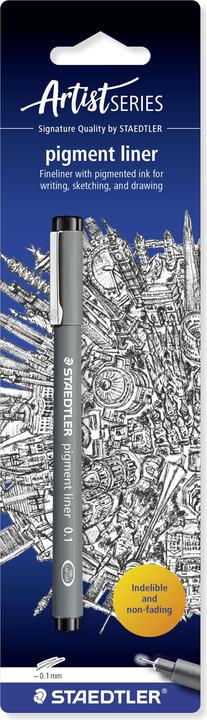 Actual product image Staedtler pigment liner 308 Fineliner blister card with 1 pigment liner, black, approx. 0.1 mm (Black, 1x)