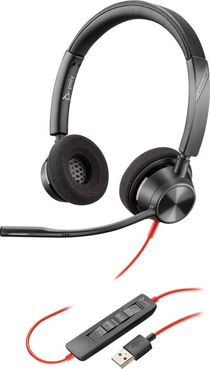 Actual product image Poly Blackwire 3320 USB-A headset (Cable, USB-A)