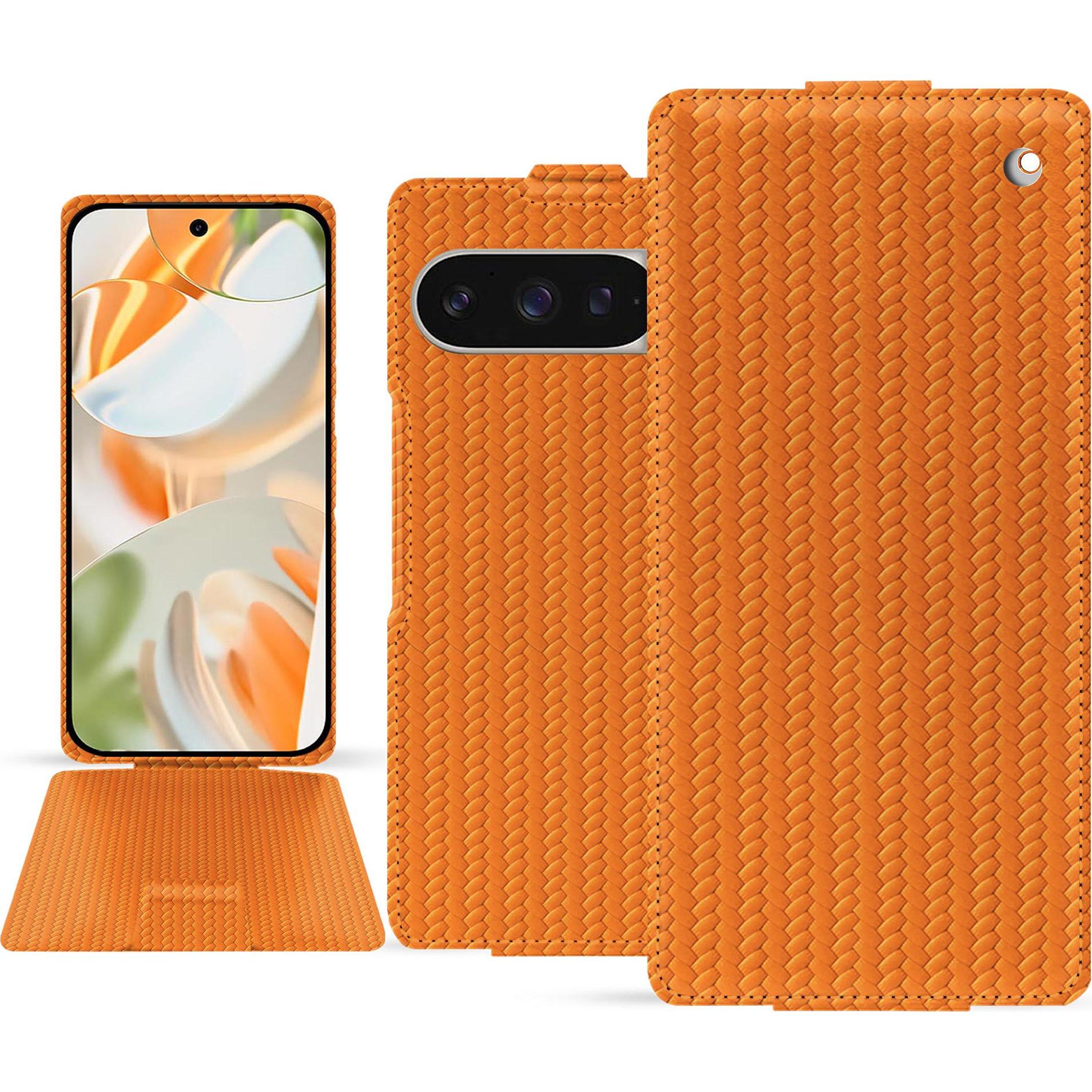 Thumbnail - Noreve Lederschutzhülle vertikal (Google Pixel 9 Pro Fold), Smartphone Hülle, Orange