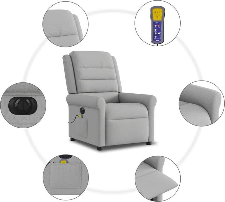 Actual product image vidaXL Massage chair electric cloud grey fabric