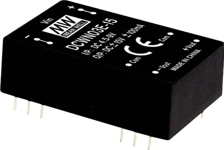 Image du produit MeanWell Modules convertisseurs DC/DC Série DCWN03 Boîtier DIP/DIL24 Double sortie 1 régulée