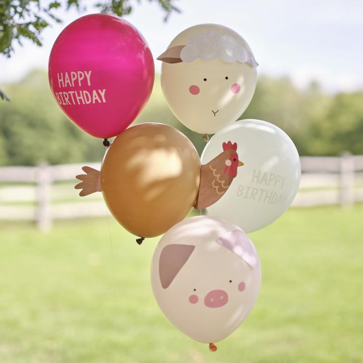Actual product image Ginger Ray Ballons d'anniversaire "Animaux de la ferme (5 x)