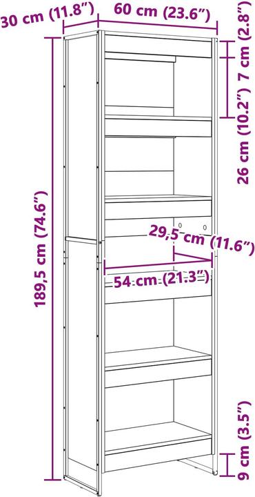 Immagine prodotto vidaXL Industrie-Regale (30 x 60 x 189.50 cm)