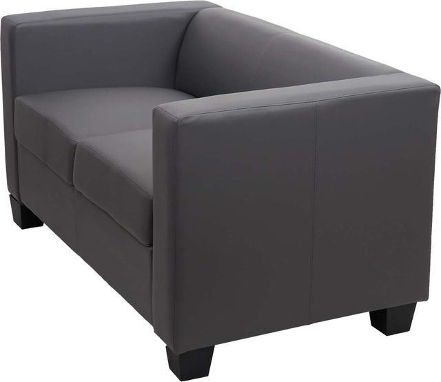 Immagine prodotto Mendler Divano a 2 posti Divano Loungesofa Lille in finta pelle, grigio scuro (2 posti)